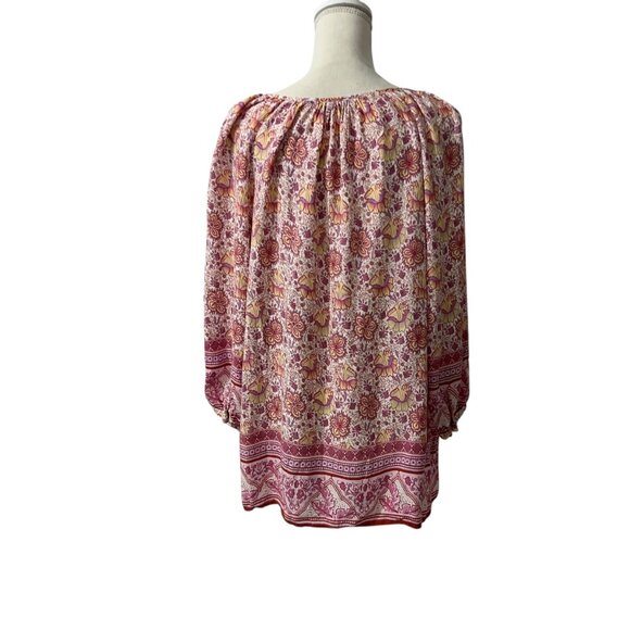 Adrienne Vittadini Feminine Floral Cottage Boho Puff Sleeve Peasant Blouse 2X - Picture 4 of 10